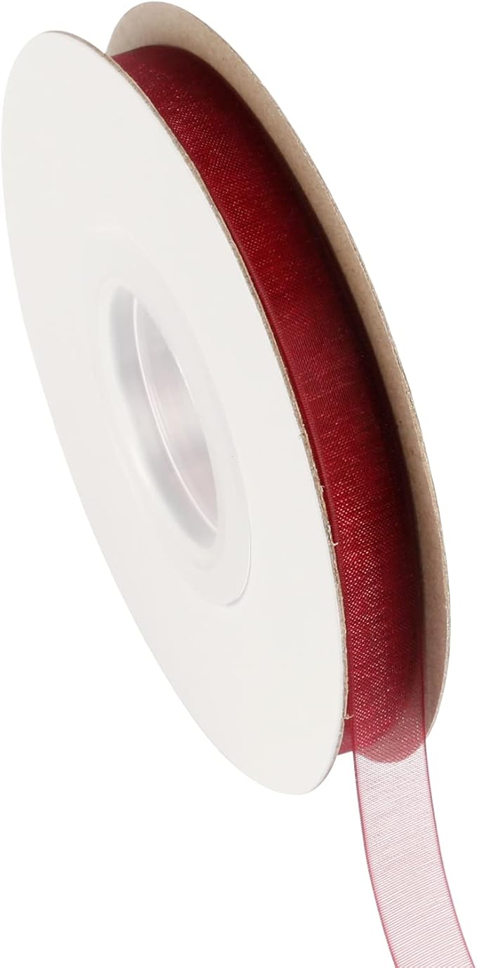 3/8 Inch Raisin Shimmer Sheer Organza Ribbon Sheer Chiffon Ribbon 50 Yards-Roll Multiple Colors Available for Gift Wrapping Wedding Events Christmas Décor
