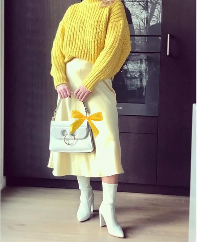 TONIFUL 1-1/2 Inch (40mm) x 100 Yards Yellow Wide Satin Ribbon Solid Fabric Ribbon for Gift Wrapping Chair Sash Valentine's Day Wedding Birthday Party Decoration Hair Floral Craft Sewing