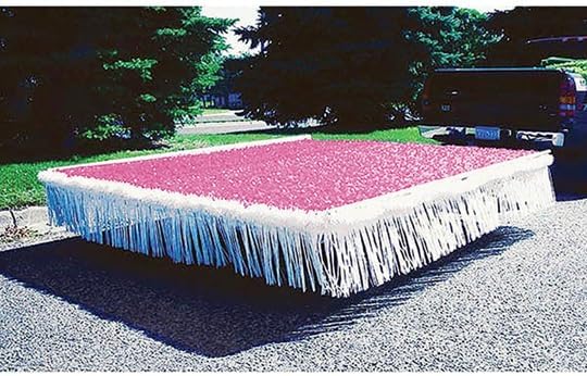 Anderson's Pink Vinyl Floral Sheeting,15 Ft. Parade Float Decoration for Trailers, Parties, Weddings, Proms, Photo Backdrops & Events – Durable Fringe Garland for Indoor/Outdoor Use