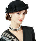Women Wool Felt Ribbon French Fashion Vintage Millinery Beret Hats Top Cap Ladies Party Wedding Fedoras Chapeau