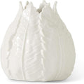 K&K Interiors 16320B-WH 6 Inch White Ceramic Leaf Vase