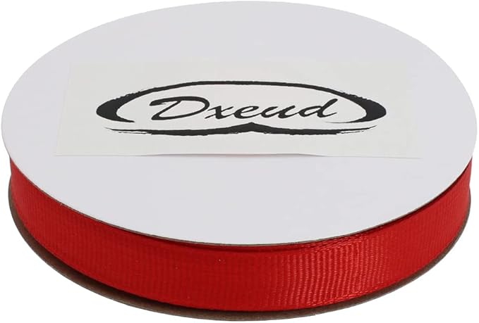 Solid Grosgrain Ribbon 25 Yard Each Roll 100% Polyester Woven Edge (3/8", Red)