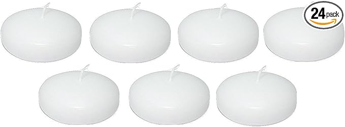 D'light Online Large White Floating Candles 3 Inch Wax Discs for Events, Weddings, Spa, Home Decor, Special Occasions, Cylinder Vases, Centerpieces, Pool and Holidays (Large - 3" (Set of 24), White)