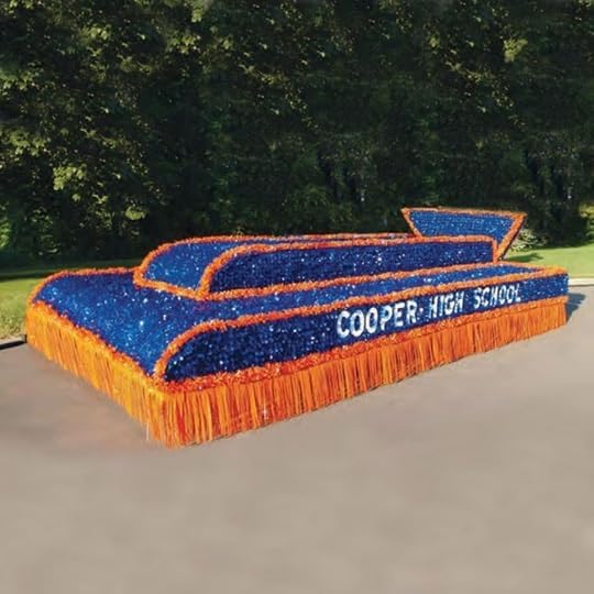 Anderson's Dark Blue Vinyl Floral Sheeting,15 Ft. Parade Float Decoration for Trailers, Parties, Weddings, Proms, Photo Backdrops & Events – Durable Fringe Garland for Indoor/Outdoor Use