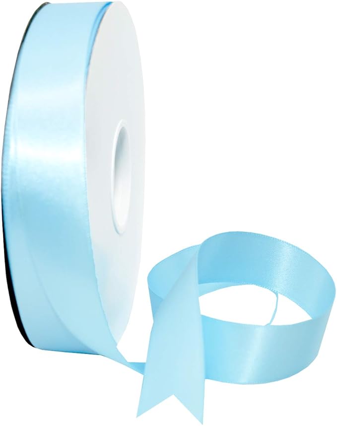 Morex Ribbon Double Face Ribbon, 7/8" x 50 Yd, Blue Mist, Silk Ribbons for Gift Wrapping, Birthday Gifts, Satin Dress for Women, Crafts, Wedding