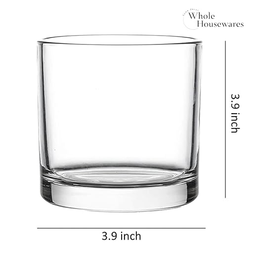 WHOLE HOUSEWARES | 4"X4" Glass Cylinder Vase | Candle Holder | Decorative Centerpiece Arrangement for Wedding Party Event Home Office Decor | Set of 6