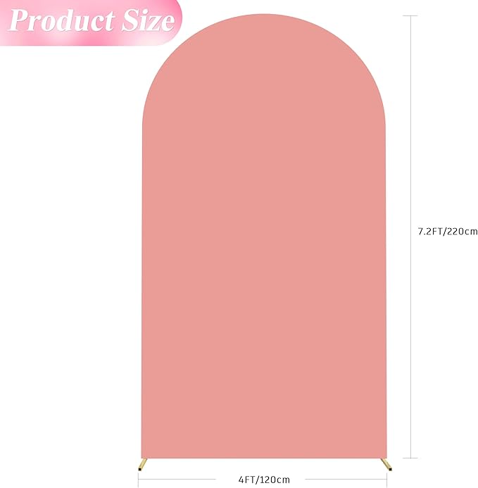 Wokceer 7.2FT Wedding Arch Backdrop Cover Spandex Fitted Wedding Arch Covers Round Top Chiara Arches Backdrop Cover for Birthday Party Ceremony Banquet Decoration Dusty Rose