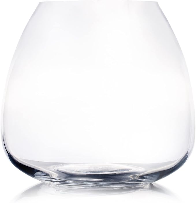 Enova Floral Clear Dome Shaped Terrarium Bowl Glass Vase, H 6.50" W 3.5" L7.5 Clear Round Fish Bowl Flower Vase for Desktop Decor (1 Piece)