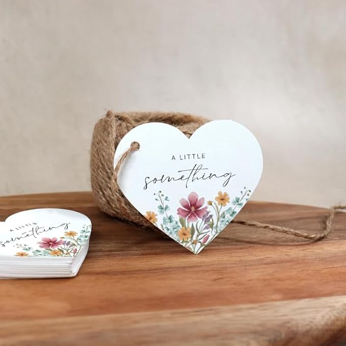 50 Heart Thank You Gift Tags with String Attached, Small Thank You for Celebrating with Us Gift Bag Tags for Presents and Personalized Party Favors - Baby Shower, Wedding, Bridal Shower, Birthday
