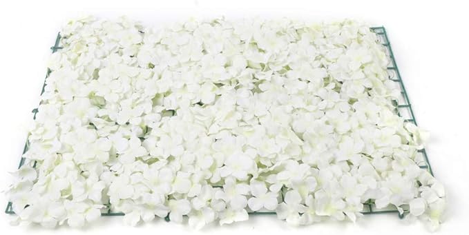 10Pcs 16"x 24" Artificial Flower Wall Panels,Flower Wall Mat Silk Flower Panels for Outdoor Garden Backyard Fence Fence Privacy Screen and Indoor Wall Decor (10Pcs White)
