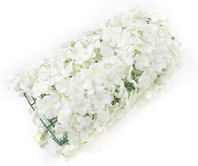 20Pcs 16"x 24" Artificial Flower Wall Panels,Flower Wall Mat Silk Flower Panels for Outdoor Garden Backyard Fence Fence Privacy Screen and Indoor Wall Decor (20Pcs White)