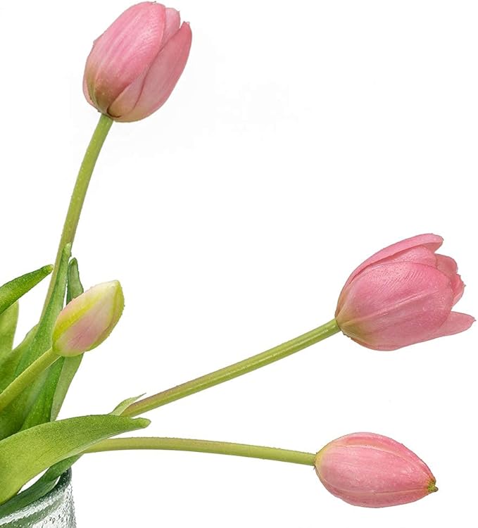 15pcs Artificial Tulips Flowers, Real Touch Latex Bouquet, Fake Tulips for Office Wedding Party Home Kitchen Garden Decoration(Light Purple,15pcs)