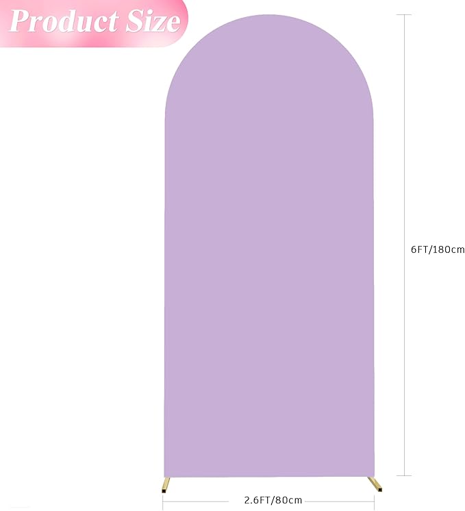 Wokceer 6FT Wedding Arch Cover Spandex Fitted Wedding Arch Stand Covers Round Top Chiara Arch Backdrop Cover for Birthday Party Ceremony Banquet Decoration Lavender, COVER 1.8M- LAVENDER-A