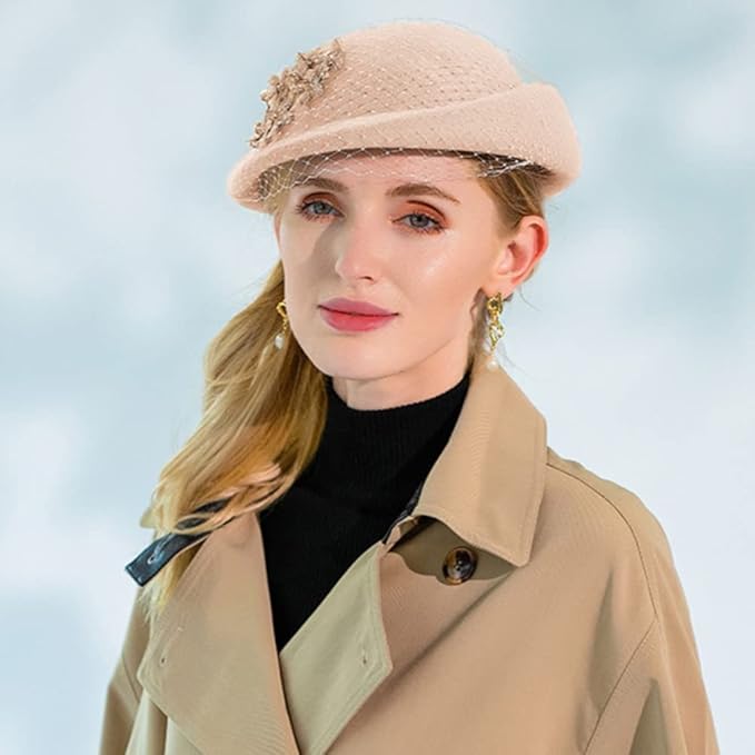 Women Wool Felt Ribbon French Fashion Vintage Millinery Beret Hats Top Cap Ladies Party Wedding Fedoras Chapeau