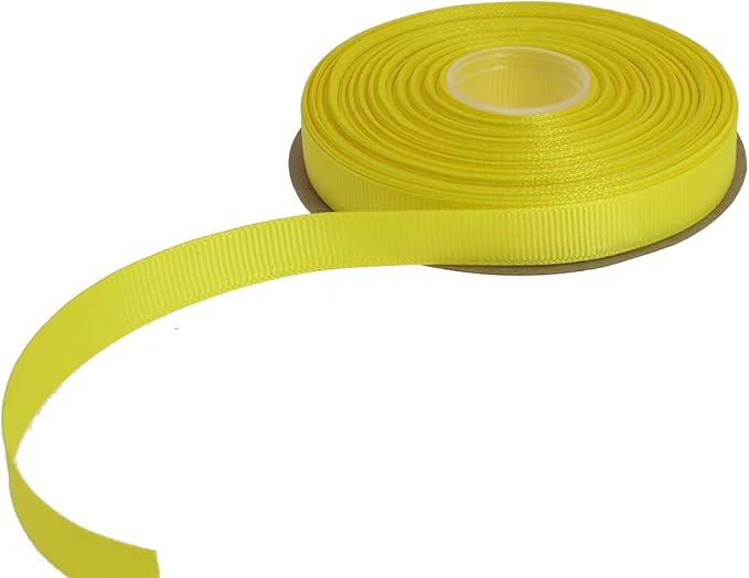 Solid Grosgrain Ribbon 25 Yard Each Roll 100% Polyester Woven Edge (5/8", Yellow)