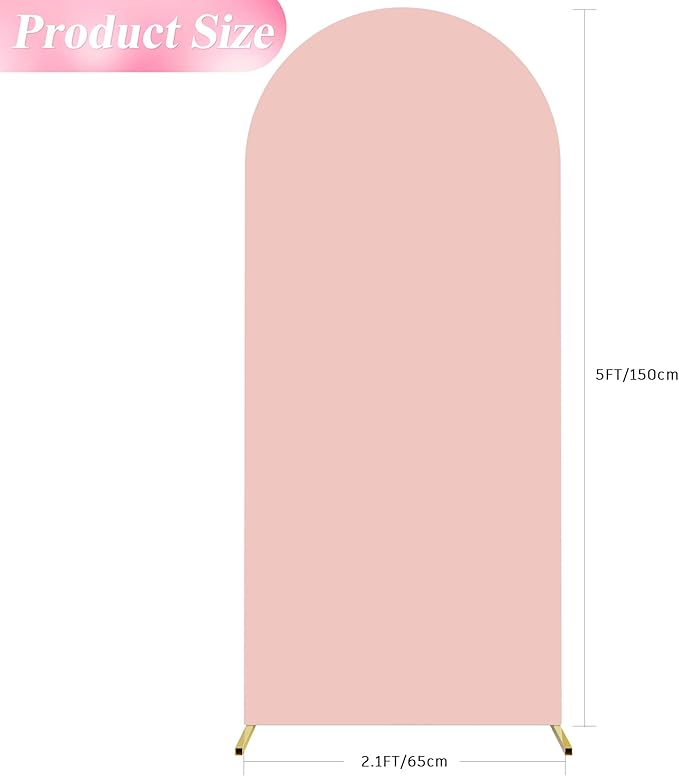 Wokceer 5FT Wedding Arch Cover Spandex Fitted Wedding Arch Stand Covers Round Top Chiara Arch Backdrop Cover for Birthday Party Ceremony Banquet Decoration Pale Pink
