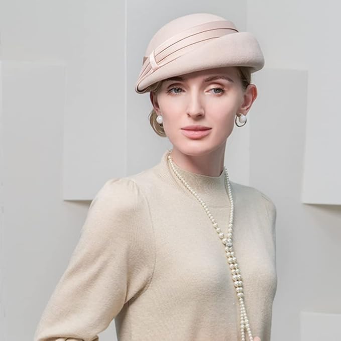 Women Wool Felt Ribbon French Fashion Vintage Millinery Beret Hats Top Cap Ladies Party Wedding Fedoras Chapeau