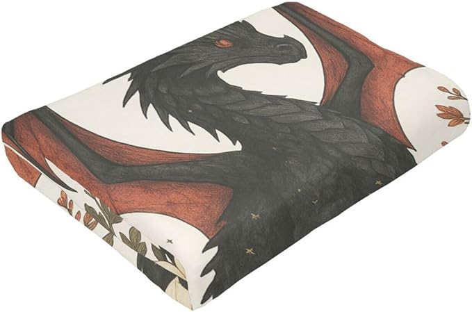 Black Dragon Blanket Floral Dragon Throw Blanket Soft Cozy Fleece Fuzzy Stuffed Plush Flannel Gifts for Girls Women Boys Kids Adults 50"X60"
