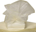 Paper Mart Organza Circles with Gold Satin Edges, 18 Inch Ivory Circles, Ivory Mesh Gift Wraps for Bouquets, Rice Bags, and Bows, Pack of 12