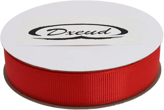 Solid Grosgrain Ribbon 25 Yard Each Roll 100% Polyester Woven Edge (3/4", Red)