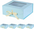 5 Pcs Blue Gift Box for Presents with Ribbon 13.2x11x5.3 Inches Clear Gift Box with Window Magnetic Closure Gift Boxes with Lids