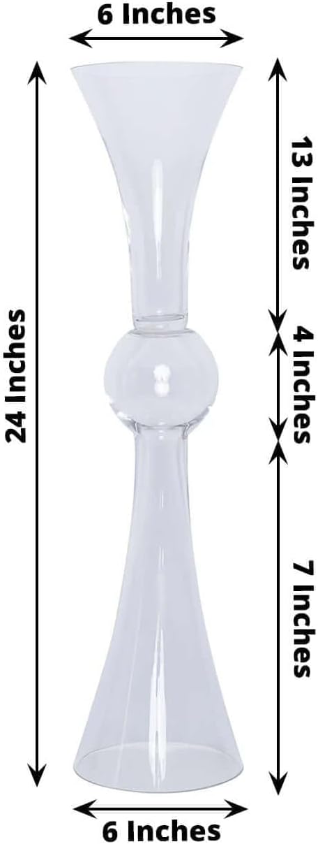 Efavormart 4 Pack | 24" Tall Clear Reversible Latour Trumpet Glass Vases for Wedding Decoration