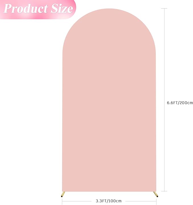 Wokceer 6.6FT Wedding Arch Backdrop Cover Spandex Fitted Wedding Arch Stand Covers Round Top Chiara Backdrop Cover for Birthday Party Ceremony Banquet Decoration Pale Pink