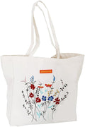 Cotton Canvas Tote Bag Reusable Soft Grocery Cloth Bag Floral Shoulder Bag for Beach Travel Shopping