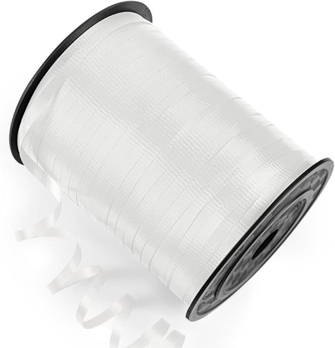 500 Yards Curling Ribbon White, 1/5" Wide Crimped White Curling Ribbons - Perfect for Gift Box Wrapping, Florist Flowers, Birthday Party Decorations, Balloon String