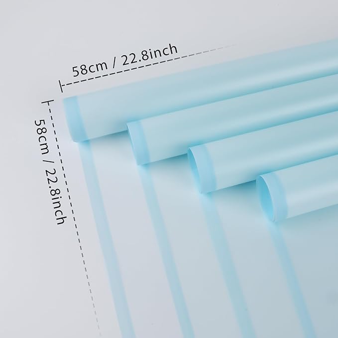 FUHITIM 20 Sheets Flower Wrapping Paper - Waterproof Floral Bouquet Packaging Paper for DIY Crafts，Florist Supplies Packaging Paper for Wedding Birthday Gift (Translucent Light Blue)
