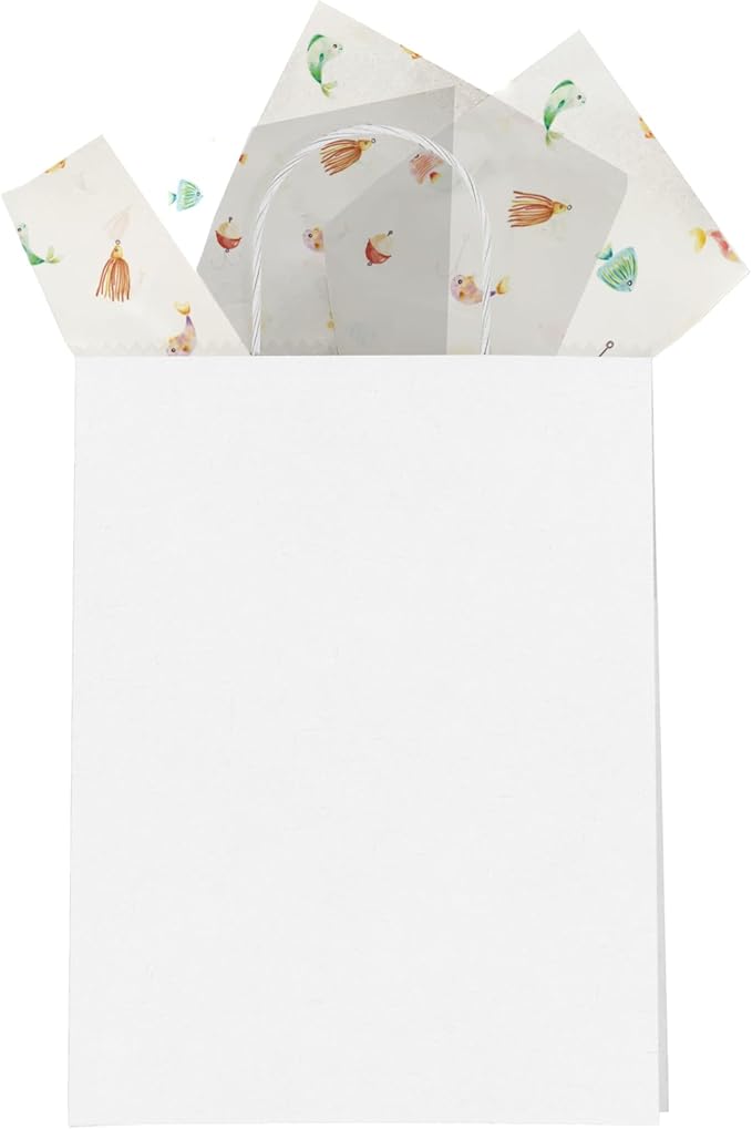 Pro Supply Global Fishing Printed Tissue Paper for Birthday Party Gift Bags or Boxes and Wrapping - Bulk Decorative Art Tissue Paper for Packaging and Gifting | 24 Sheets 20" x 30"