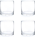 Enova Floral Set of 4 Clear Cylinder Glass Vase, 5W x 5H Inches Round Flowers Vase, Pillar Candle Floating Candle Holders, Floral Glass Vase for Home Office Decor, Wedding Centerpiece