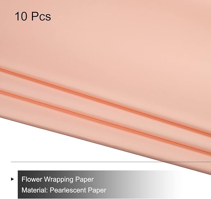 MECCANIXITY 10 Pcs Flower Wrapping Paper 22.8x22.8 Inch Waterproof Florists Wrapping Paper for Florist Bouquet Supplies, DIY Crafts, Gift/Gift Box Packaging Pink