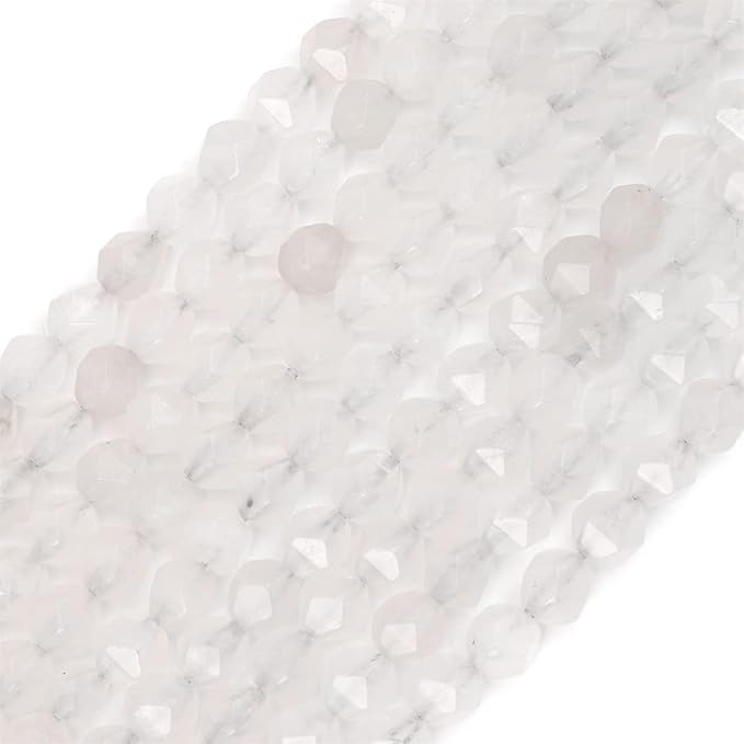 Faceted Natural White Agate Stone Round Beads 10mm 36cm/Strand for Jewelry Making