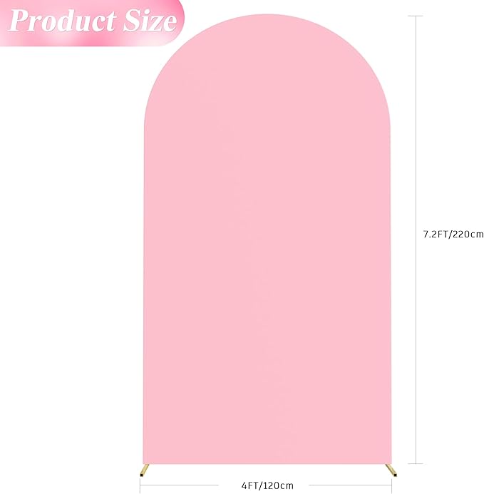 Wokceer 7.2FT Wedding Arch Backdrop Cover Spandex Fitted Pink Arch Covers Round Top Chiara Arches Backdrop Cover for Wedding Birthday Party Baby Shower Ceremony Banquet Decoration