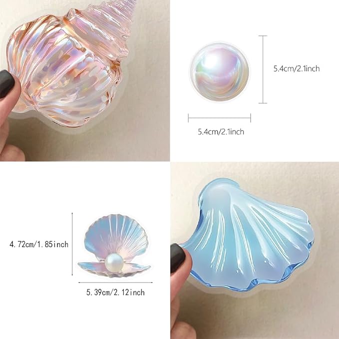 50 Pcs Sea Shell Stickers Waterproof, Transparent PET Aesthetic Stickers, Nautical Clam Shell Pearl Decals for DIY Crafts, Journals, Planners, Laptop & Water Bottle Decor