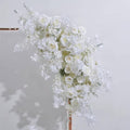 Artificial Cherry Blossom Rose Wedding Arch Flowers, Wedding Welcome Signs Floral Greenery Arrangements, Fake Flower Garland Green Leaves Rose for Home Decor Ceremony Backdrop Decor (Corner flower)