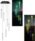 Solar Wind Chimes Auto Chang Colors,Gifts for Mom Women,Outdoor Waterproof Decorations Acrylic Mobile for Garden Yard Lawn Patio