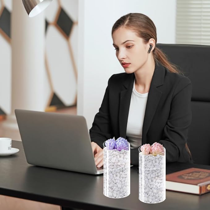 24 Pack Plastic Cylinder Vases, 4 6 8 10 Inch Tall Acrylic Cylinder Clear Flower Vase Set Bulk Glass Like Large Round Plastic Vases for Centerpiece Wedding Home Office