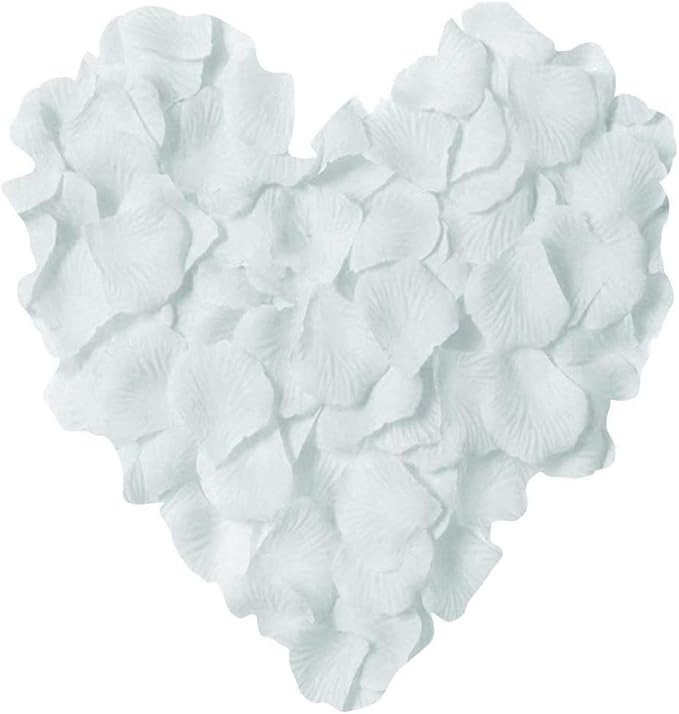 LZXD 1000 Pieces White Artificial Silk Rose Petals Flower Decoration Wedding Party Color White