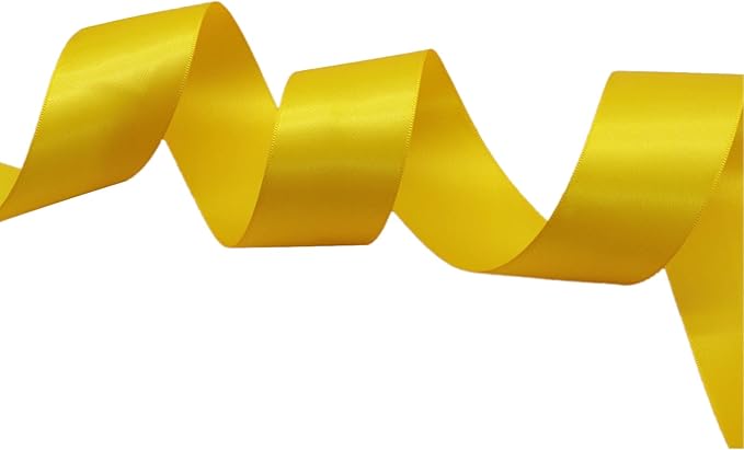 Yellow Double Faced Satin Ribbons 1-1/2 inch Flower Boutique Gift Wrapping Ribbon 1.5inch 50yards Fabric Silk Bow Ribbon for Valentine's Day & Mother's Day DIY Crafts Hair Headband-Sewing