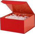 1 Pcs 8x8x4 Inch Red Gift Box Small Gift Box with Shredded Paper Magnetic Box with Crinkle Paper Red Luxury Gift Boxes with Lids for Presents