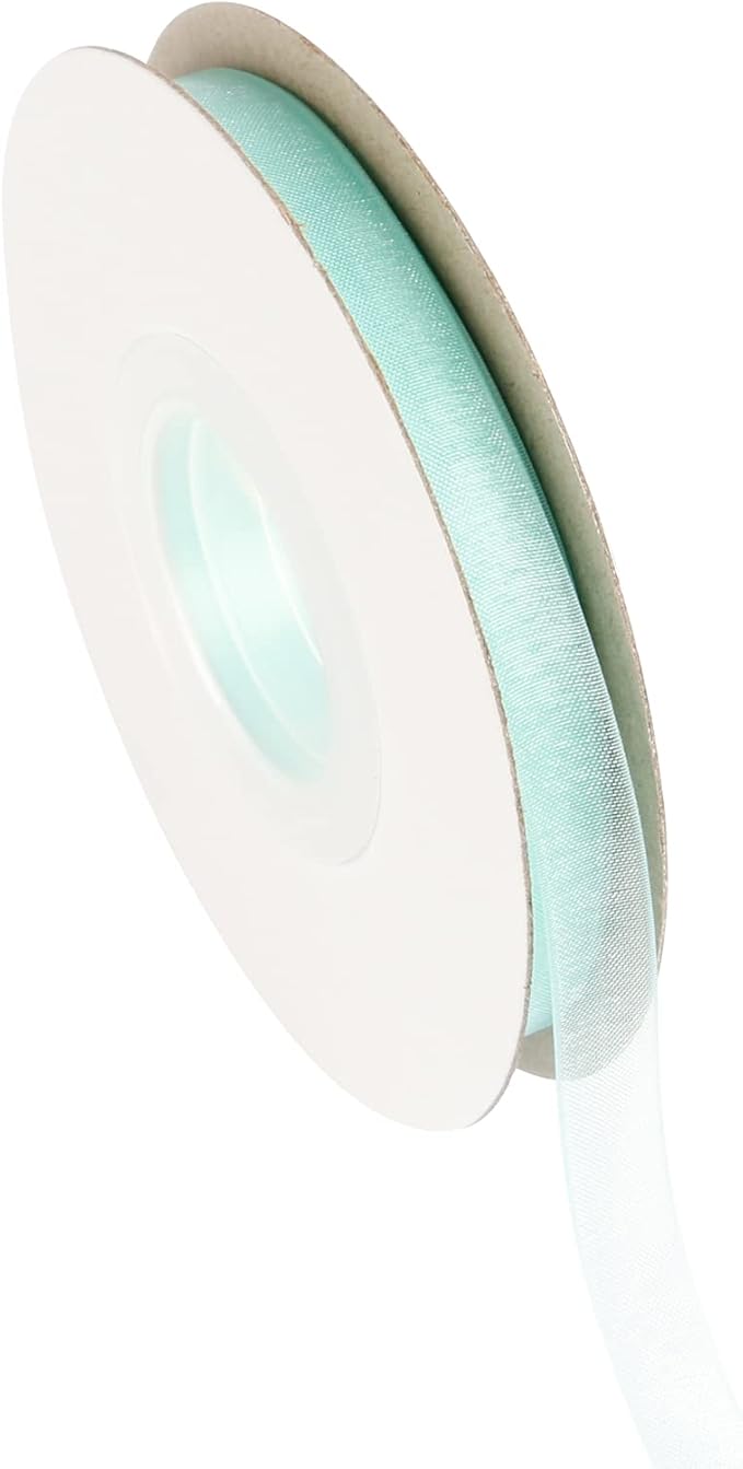 3/8 Inch Aqua Shimmer Sheer Organza Ribbon Sheer Chiffon Ribbon 50 Yards-Roll Multiple Colors Available for Gift Wrapping Wedding Events Christmas Décor