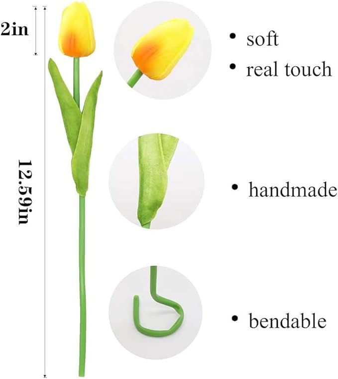 24pcs Multicolor Artificial Tulips Flowers Fake Faux PU Tulip Bouquet Real Touch Flower Arrangement for Home Decoration Excellent Gift Idea for Mothers Day（Multi）
