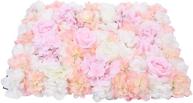 10Pcs 23.62"x 15.74" Artificial Flower Wall Panels,Flower Wall Mat Silk Flower Panels for Outdoor Garden Backyard Fence Fence Privacy Screen and Indoor Wall Decor(Light Pink,10Pcs)