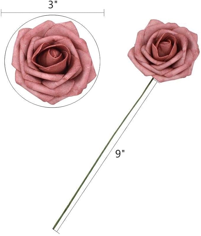DerBlue 60pcs Artificial Roses Flowers Real Looking Fake Roses Artificial Foam Roses Decoration DIY for Wedding,Arrangements Party Home Decorations