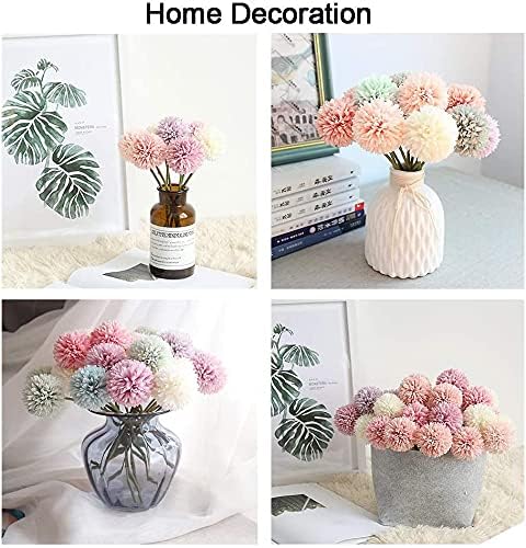 20Pcs Artificial Fake Flower Plants Silk Chrysanthemum Ball Hydrangea Arrangements Wedding Bouquets Decor Home Kitchen Garden Party Table Floral Centerpieces DIY (Black&Grey)