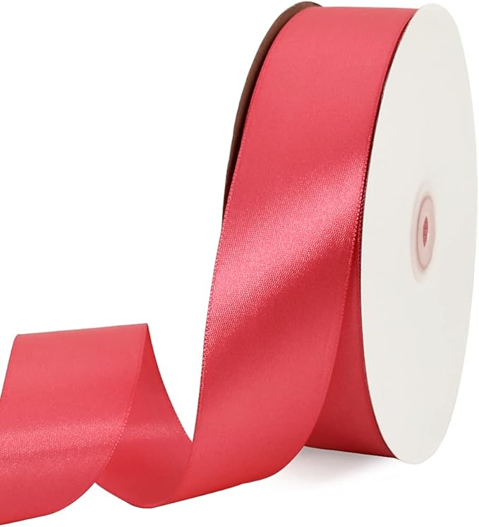 TONIFUL 1-1/2 Inch (40mm) x 100 Yards Peach Pink Wide Satin Ribbon Solid Fabric Ribbon for Gift Wrapping Chair Sash Valentine's Day Wedding Birthday Party Decoration Hair Floral Craft Sewing