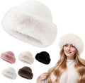 Faux Fur Bucket Hat, Womens Winter Plush Fluffy Furry Mink Hats Warm Thickened Fisherman Cap for Girls Women