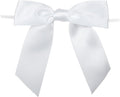 7Rainbows 30pcs Boutique 3.5" White Satin Ribbon Twist Tie Bows for Tying Up Packages Gift Wrapping